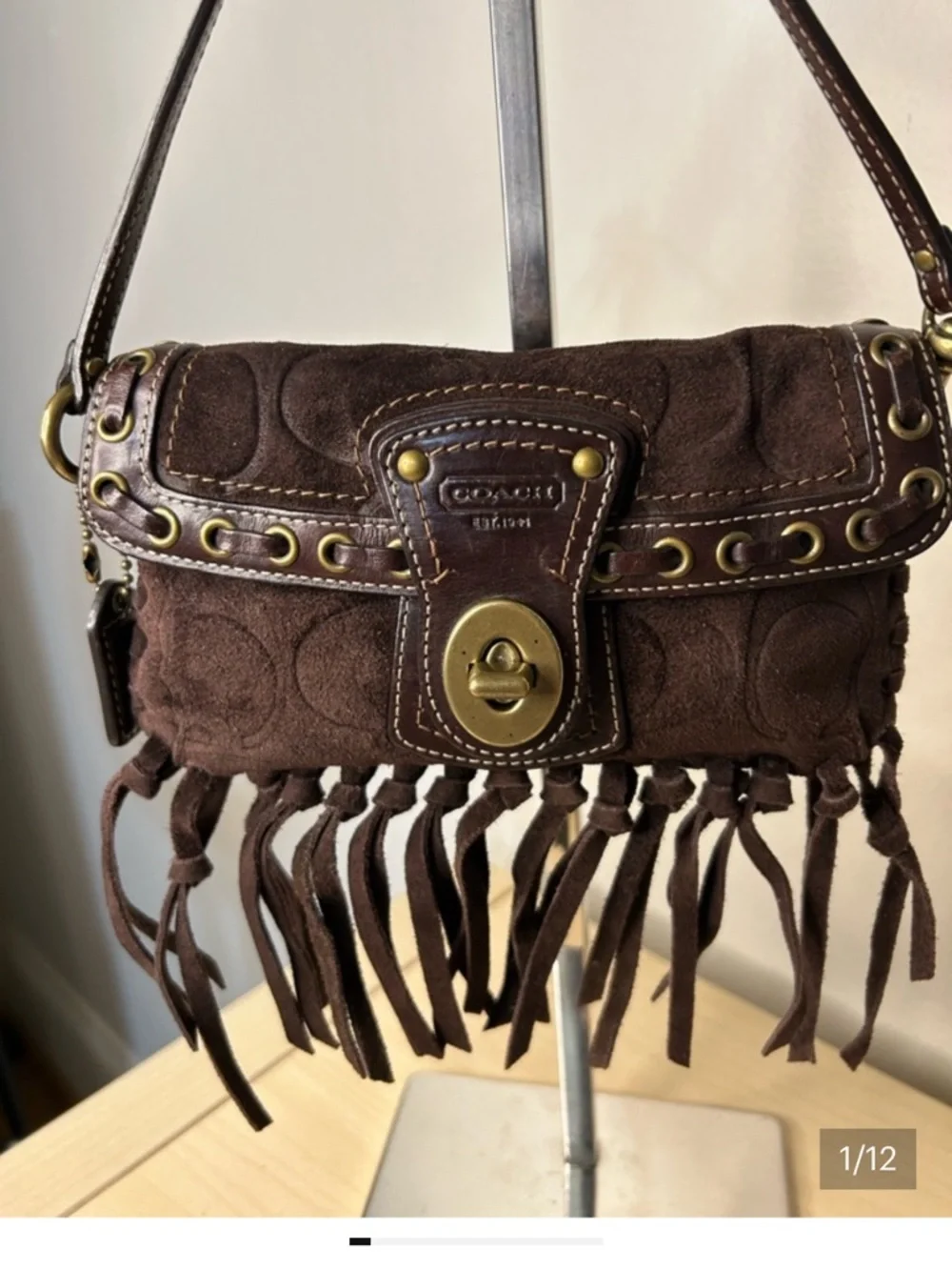 Coach Legacy Small Bag Brown Suede Boho - Picture 1 of 16